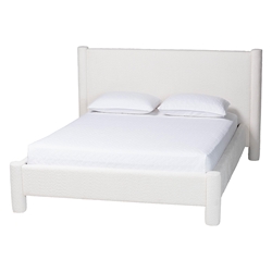 Baxton Studio Laria Modern White Teddy-Bear Fabric Queen Size Platform Bed